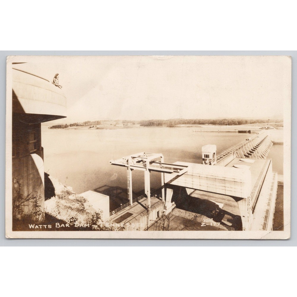 Watts‎ Bar Dam RPPC Postcard Vintage Tennessee Hydroelectric Power Scenic View